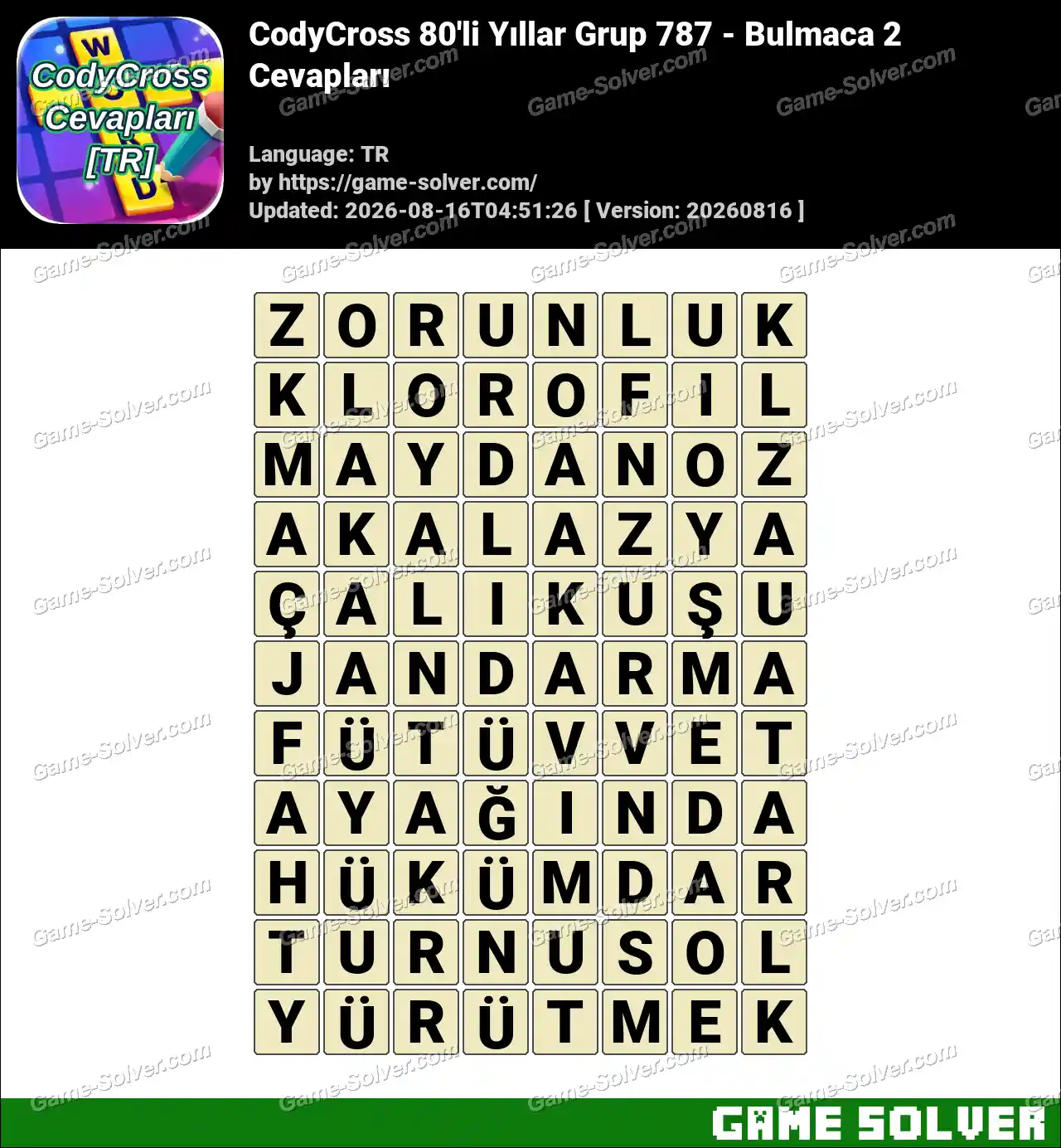 CodyCross 80’li Yıllar Grup 787 – Bulmaca 2 Cevapları